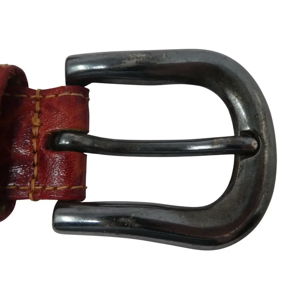 Cipriani Vintage 80s Red Leather Italian Alligator Calfskin Leather Belt